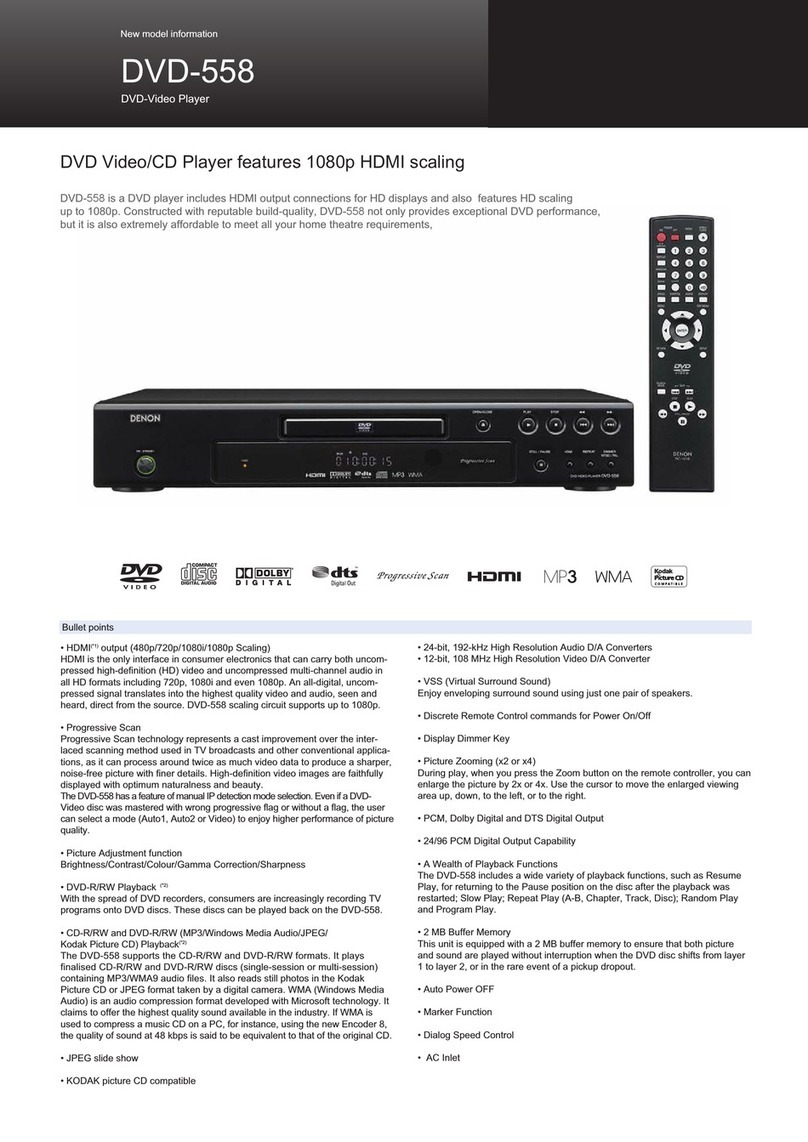 Denon DVD558 - DVD 558 Player User manual
