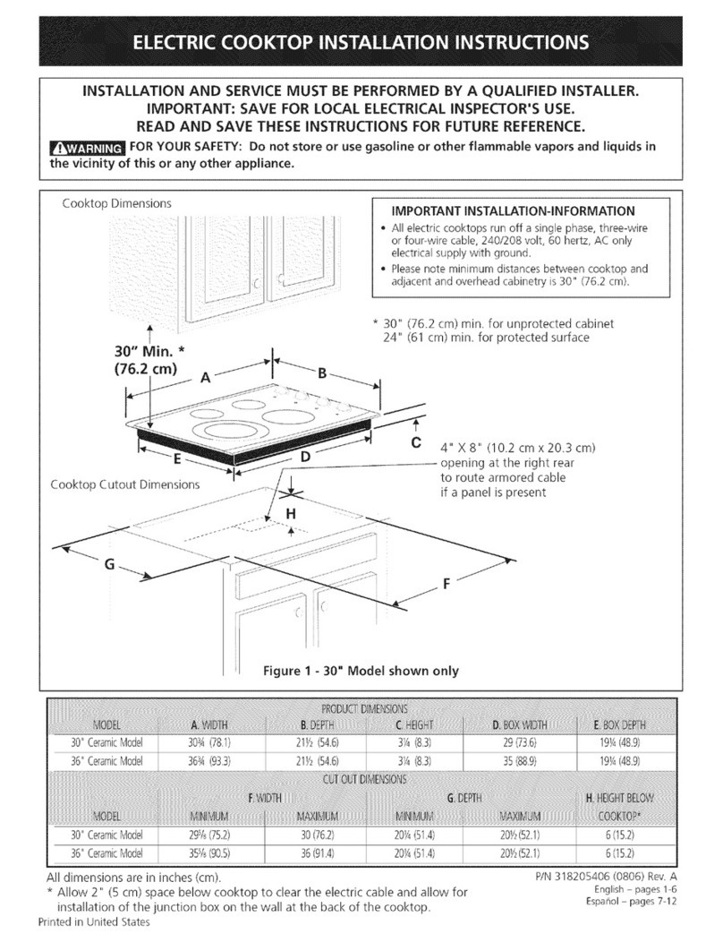 Kenmore 4123 - Elite 30 in. Electric Cooktop installation instructions
