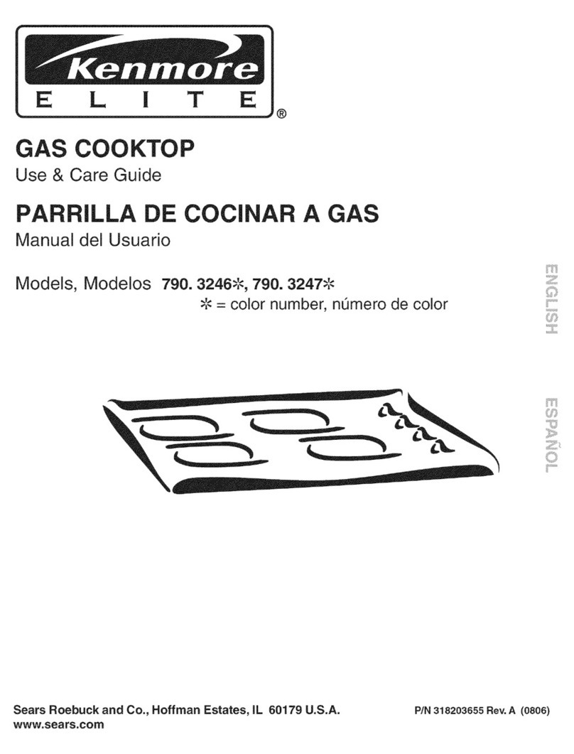 Kenmore 3246 - Elite 30 in. Gas Cooktop Use and care guide