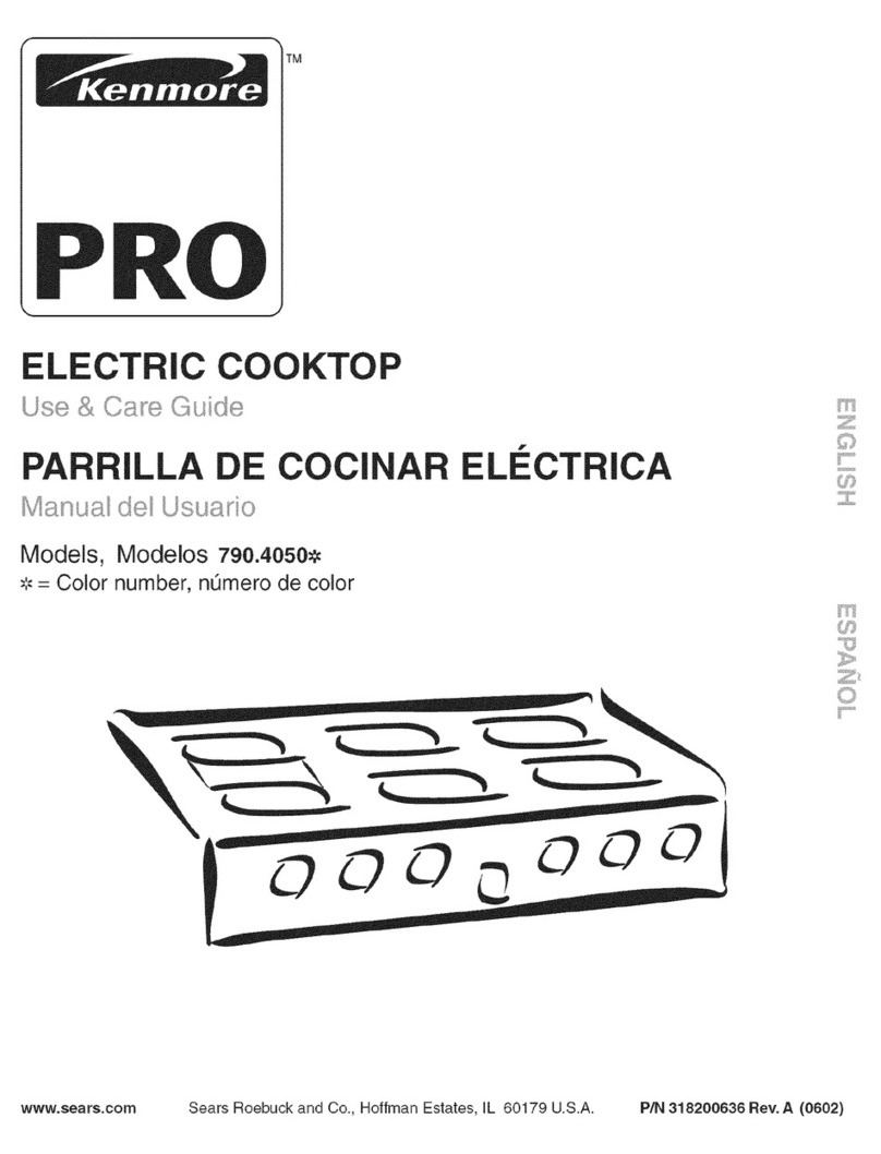 Kenmore 4050 - Pro 36 in. Electric Slide-In Cooktop User manual