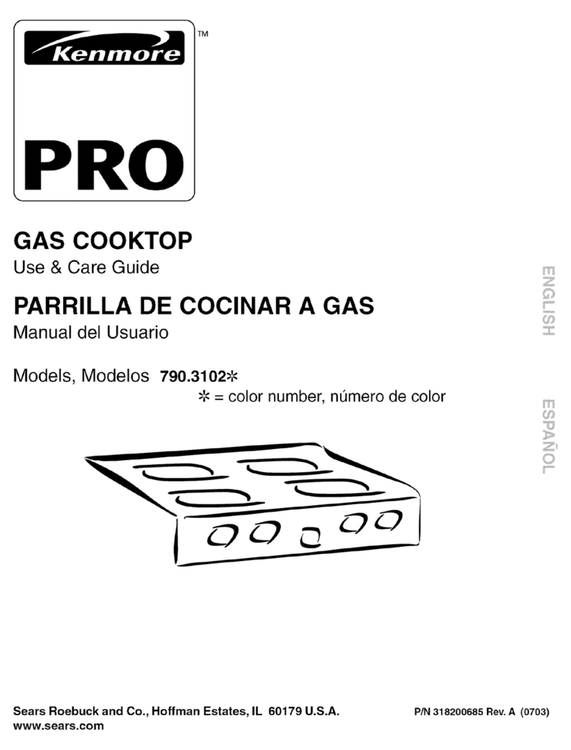 Kenmore 3102 - Pro 30 in. Gas Cooktop Use and care guide