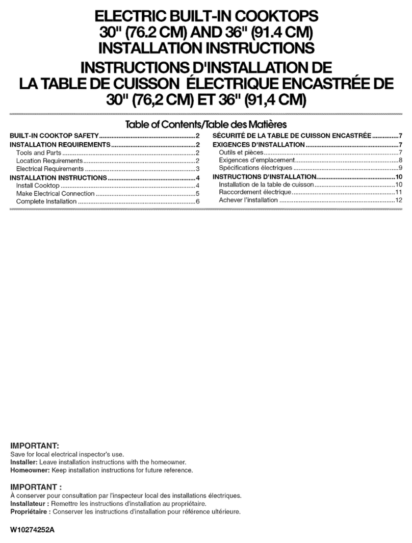 Maytag MEC4430W - 30 in. Electric Cooktop installation instructions