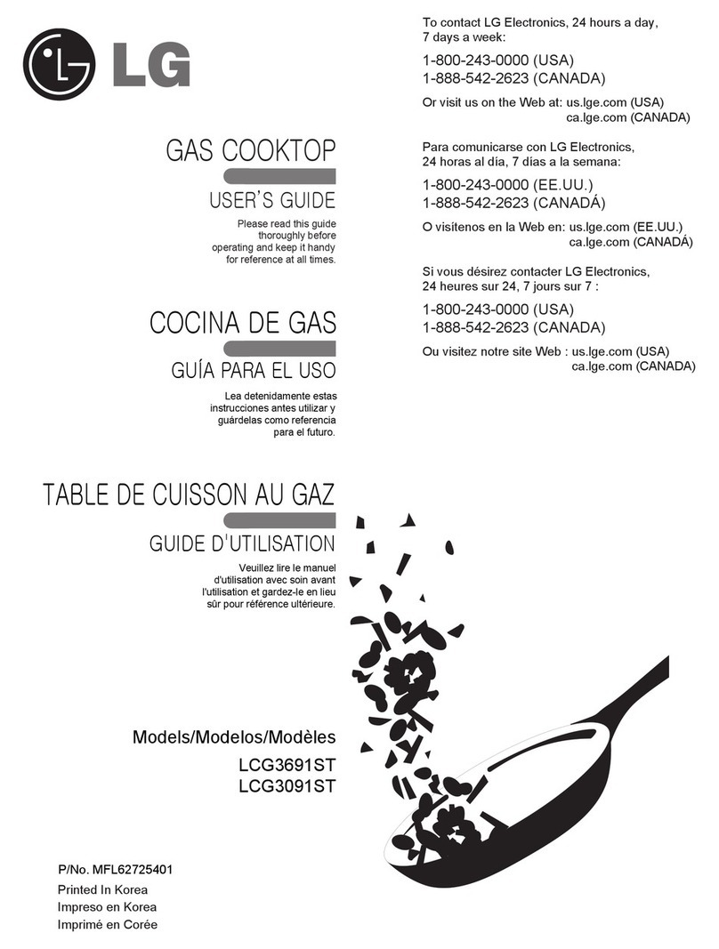 LG LCG3091ST - 30" Gas Cooktop User manual