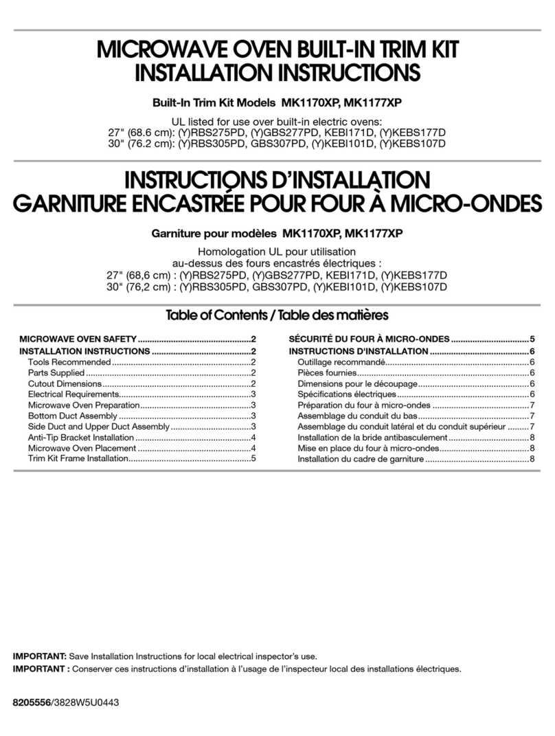 Whirlpool GT4175SPB - Countertop Microwave installation instructions