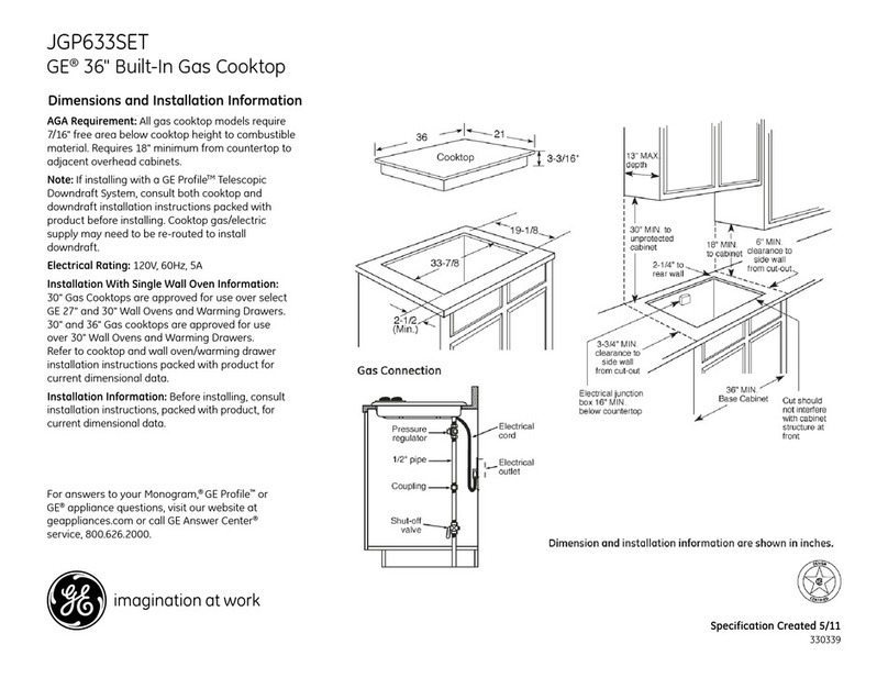 GE JGP633SETSS Dimensions and installation information