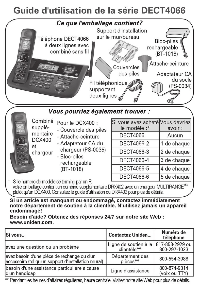 Uniden DECT4066A Guide d'utilisation