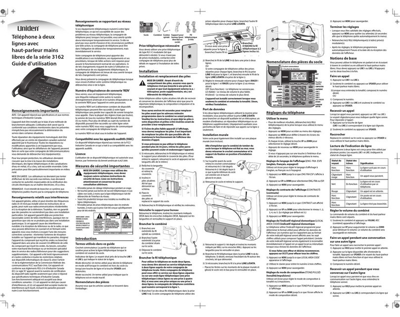 Uniden 3162BK Guide d'utilisation