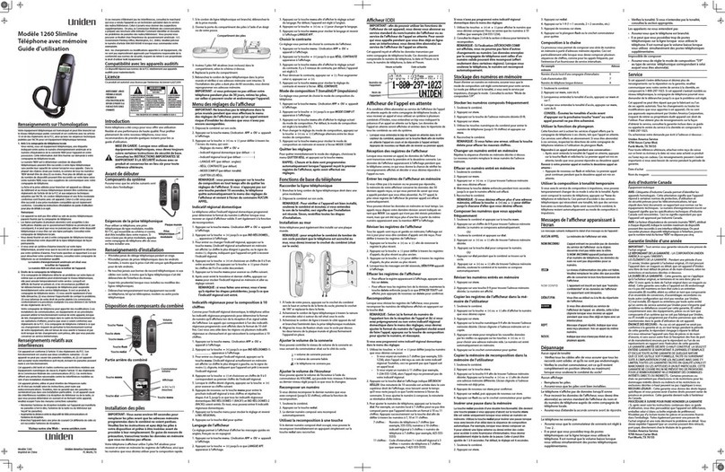 Uniden Slimline 1260 Guide d'utilisation
