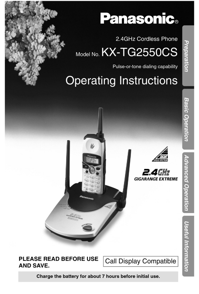 Panasonic TG2550 - 2.4 Gigarange Cordless Phone User manual