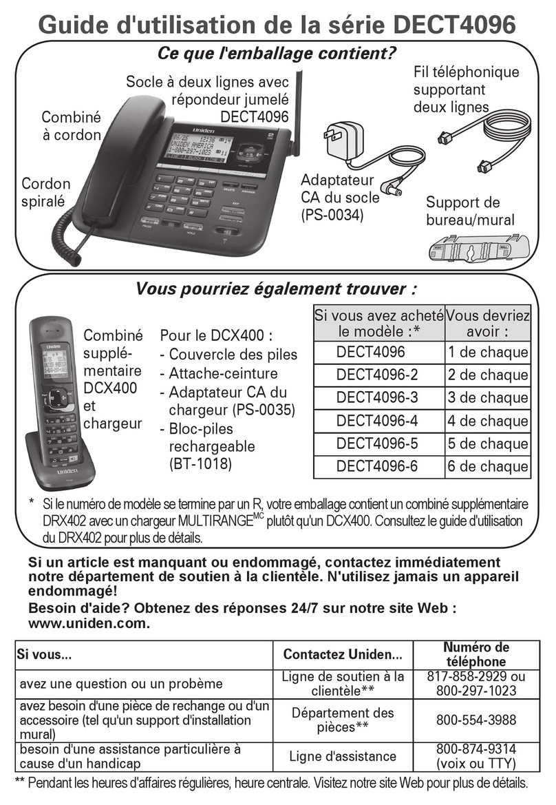Uniden DECT4096RE Guide d'utilisation