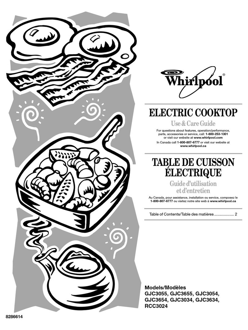 Whirlpool GJC3055RS - Smoothtop Electric Cooktop Use & care guide