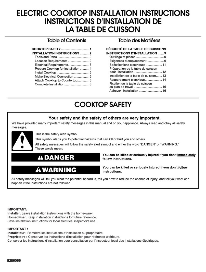 Whirlpool GJC3034RC - Pure 30 Inch Smoothtop Electric... installation instructions