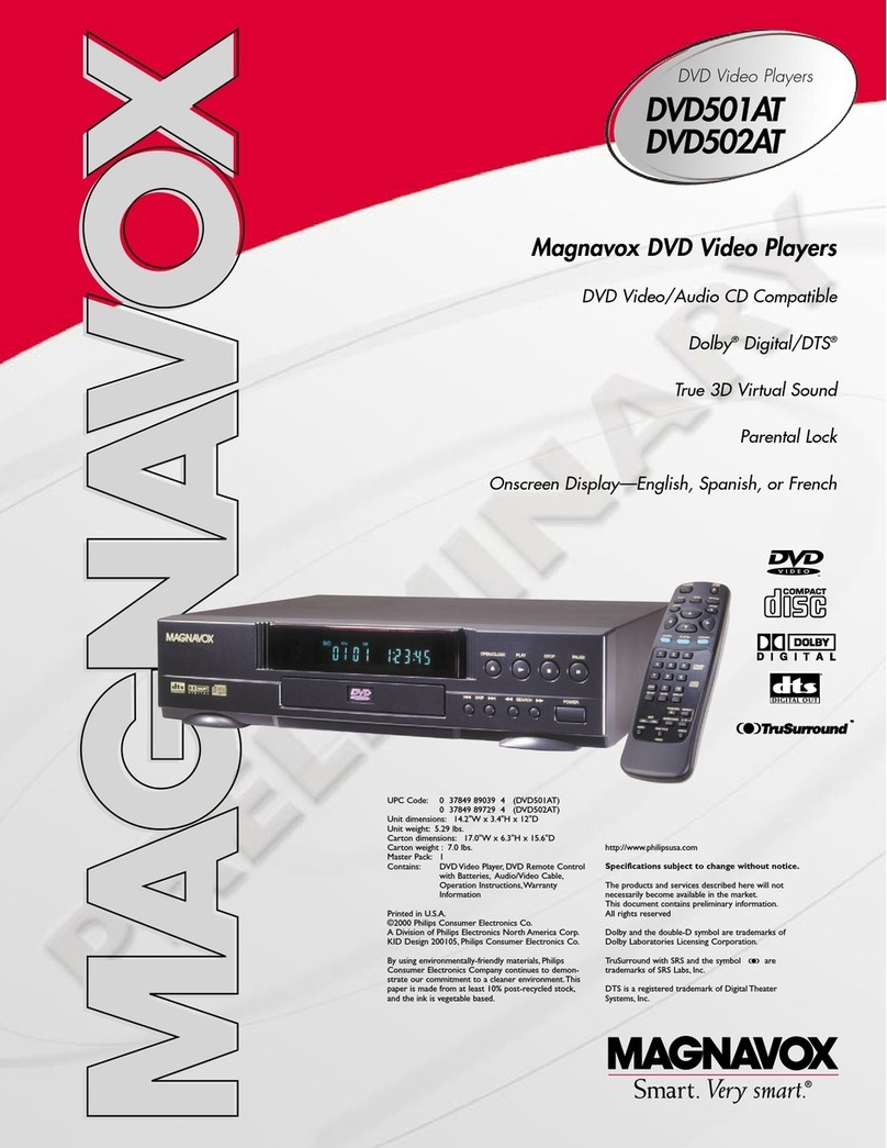 Magnavox DVD501AT Specifications