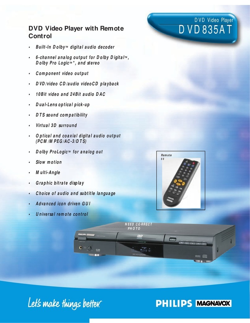 Philips Magnavox DVD835AT Specifications