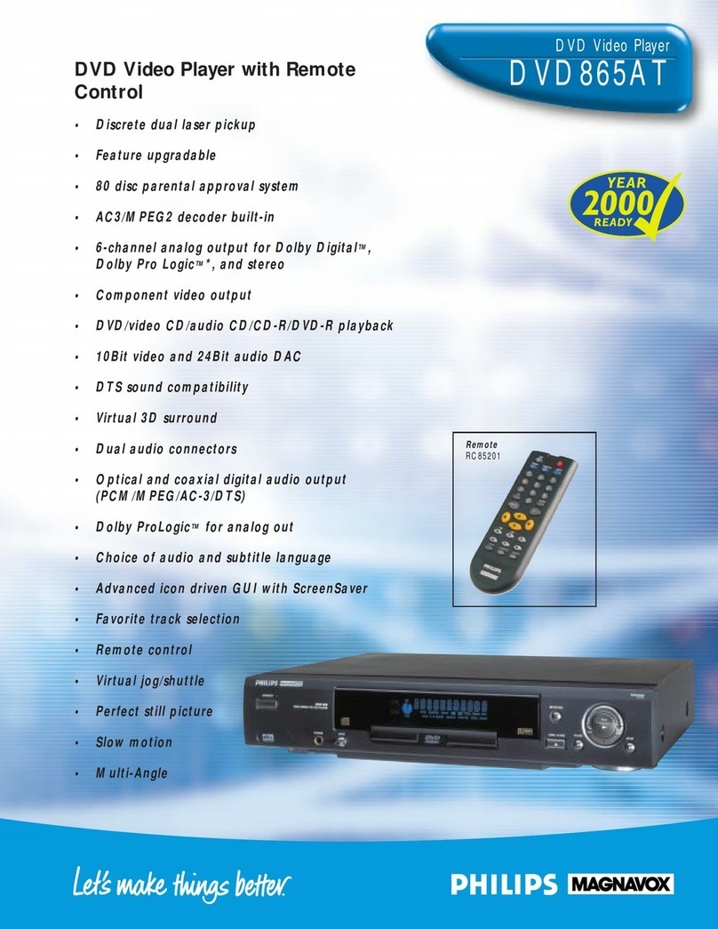 Philips Magnavox DVD865AT Specifications