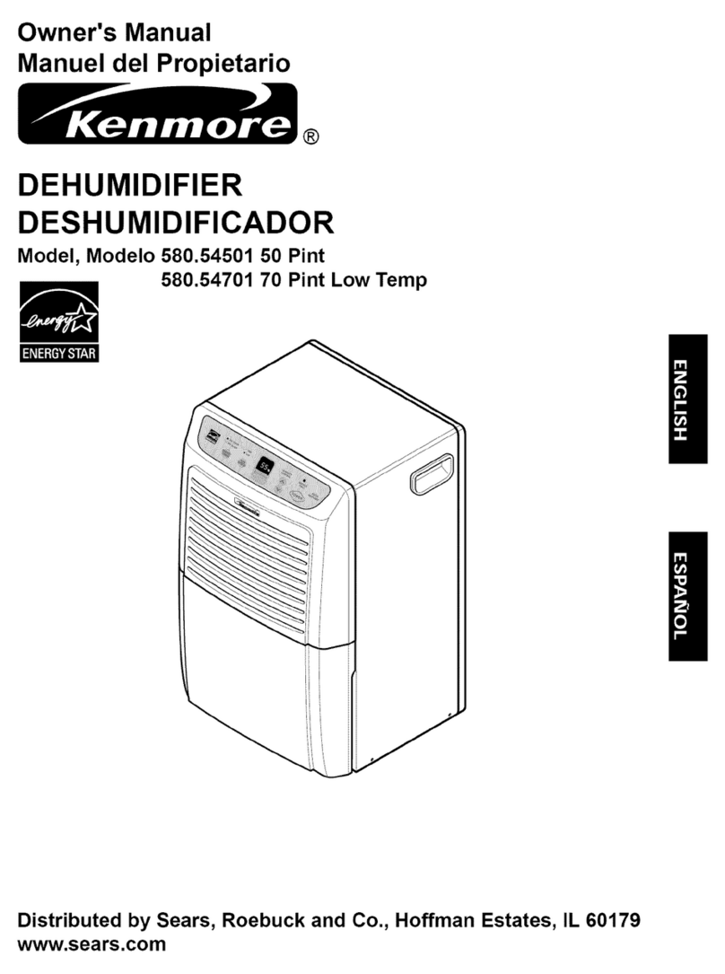 Kenmore 54501 - 50 Pint Dehumidifier owner's manual