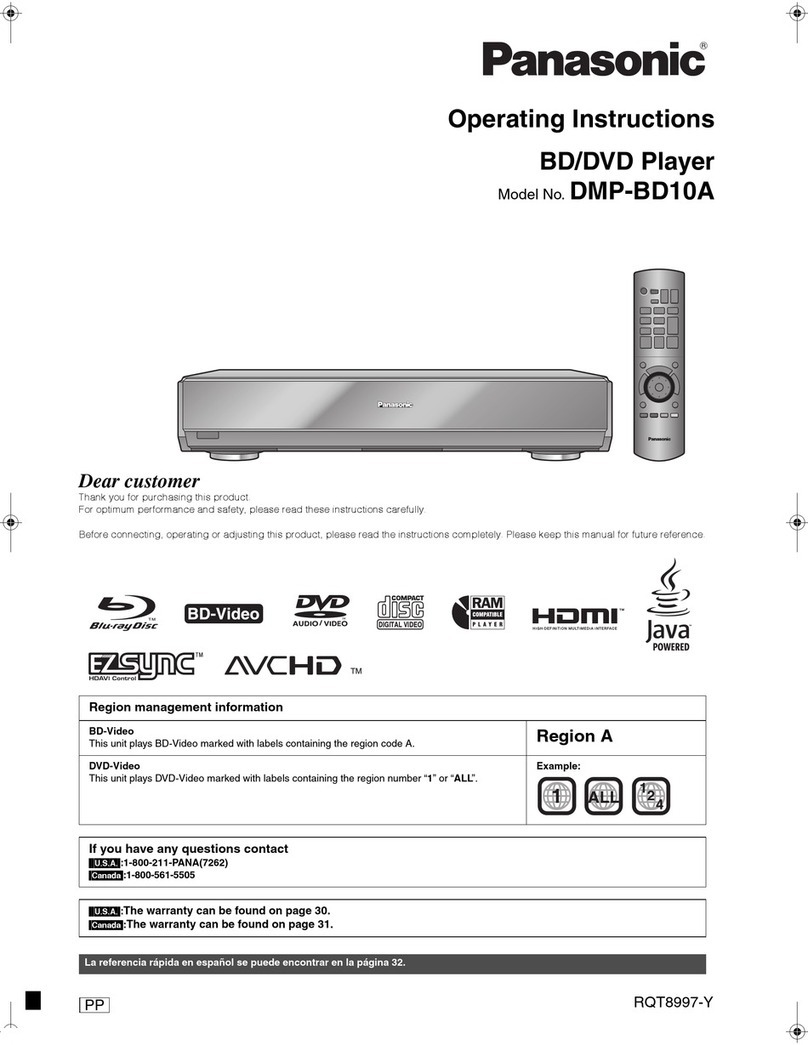 Panasonic DMPBD10A - BD/DVD PLAYER operating instructions