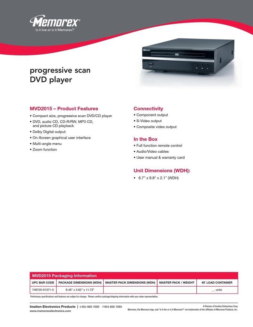Memorex MVD2015 - MVD 2015 DVD Player Specifications