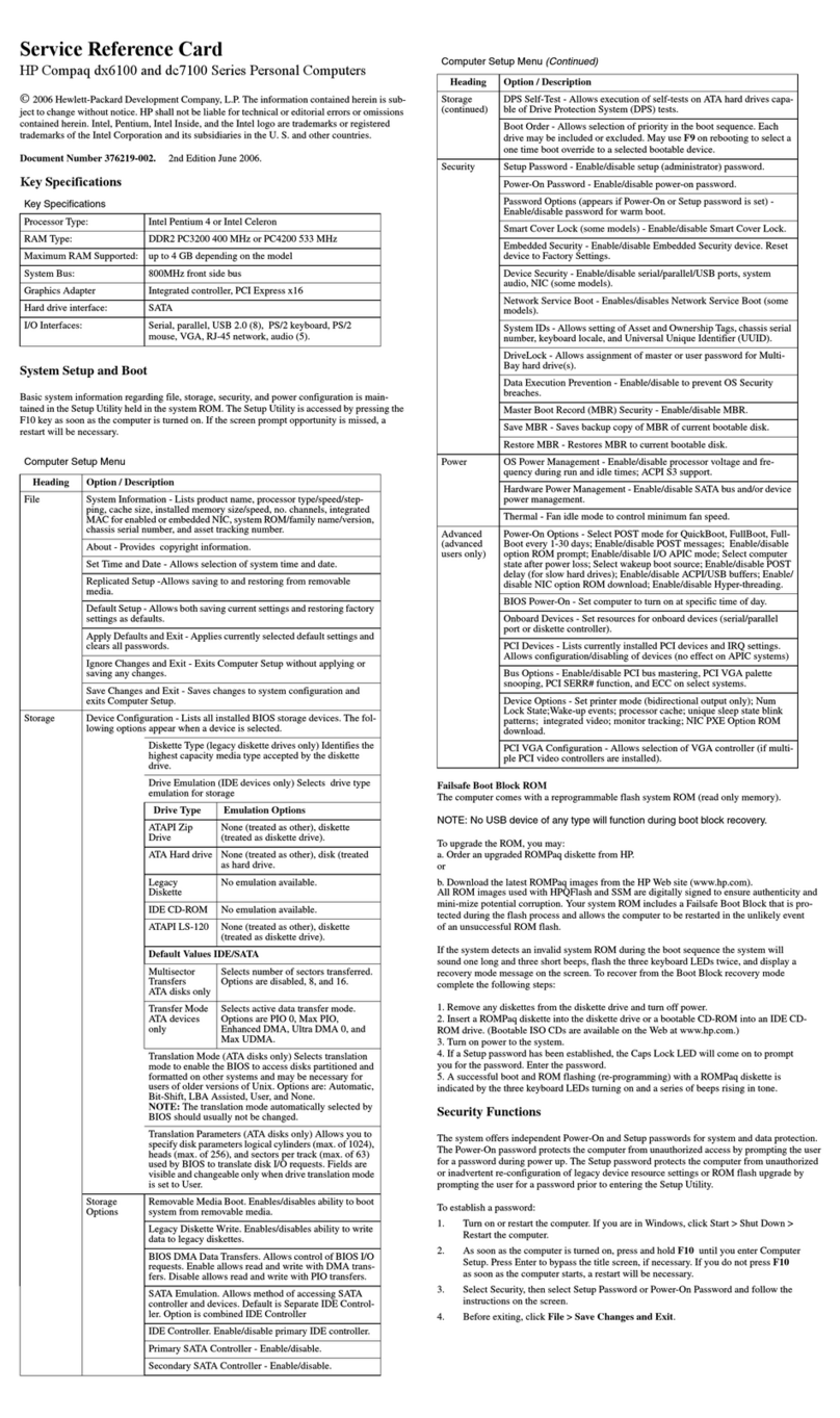Compaq dc7100 - Convertible Minitower PC Parts list manual