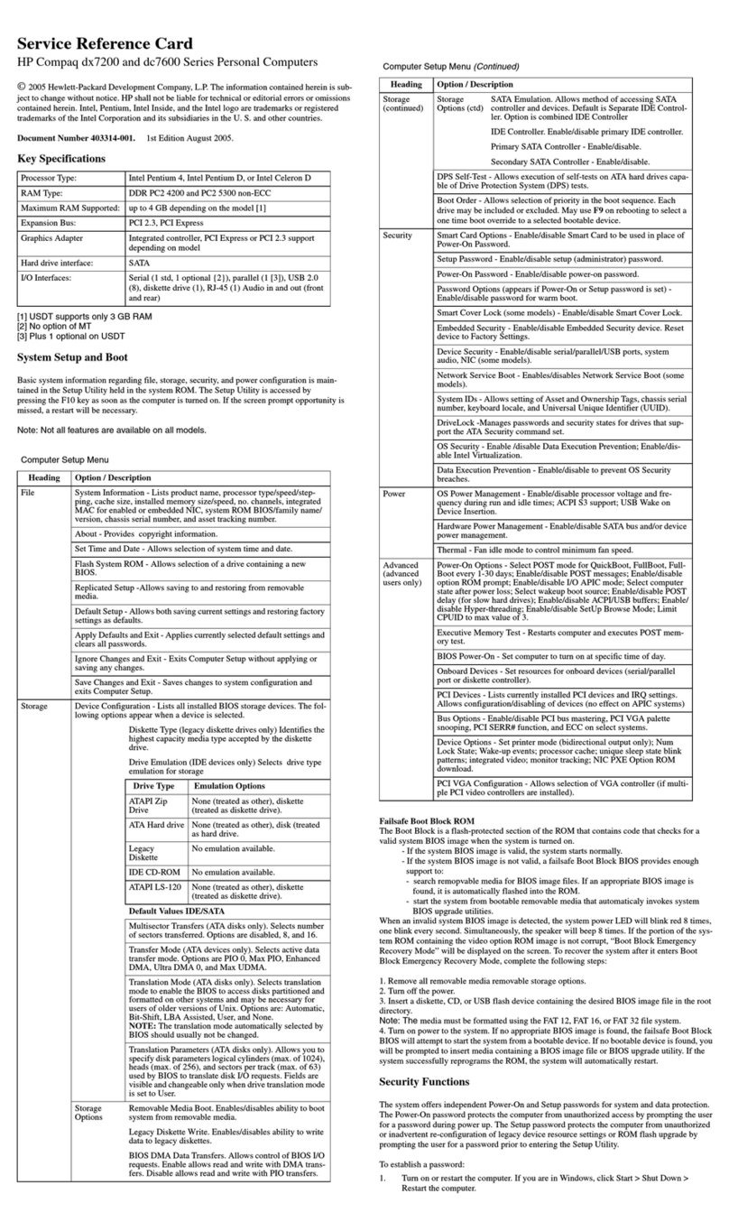 HP DC7600 - HP Parts list manual