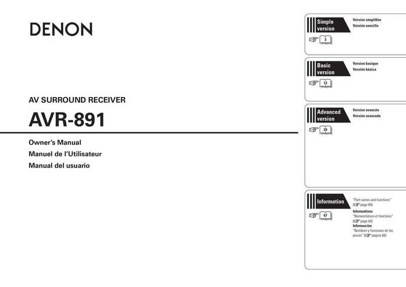 Denon AV SURROUND RECEIVER AVR-891 owner's manual