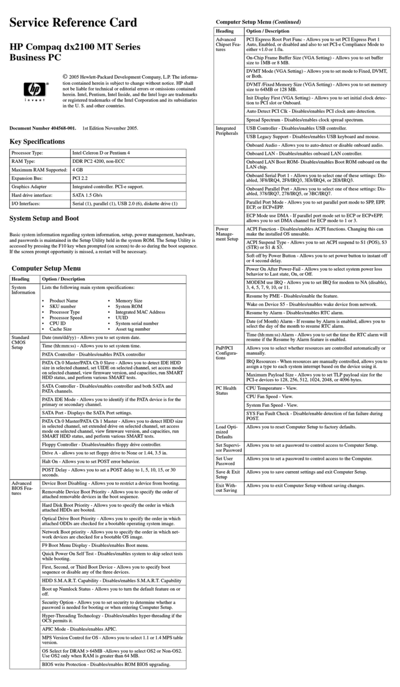 HP dx2100 - Microtower PC User manual