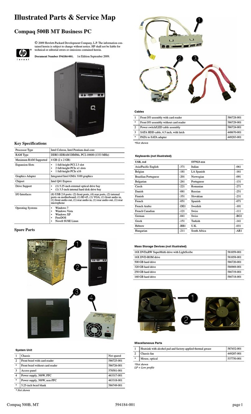 Compaq 500B MT Illustrated parts & service map