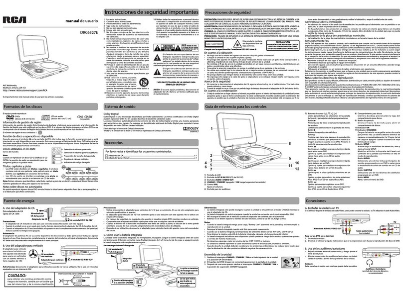 RCA DRC6327E - 7" Portable DVD Player Instruction Manual