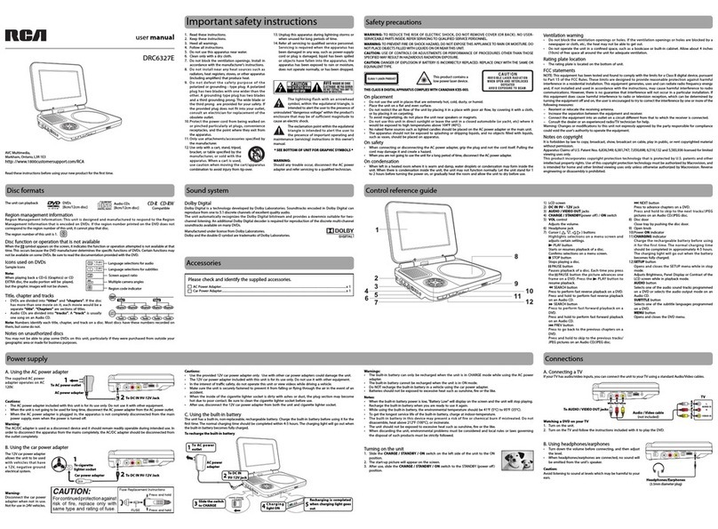 RCA DRC6327E - 7" Portable DVD Player User manual RCA DRC6327E - 7" Portable DVD Player User manual