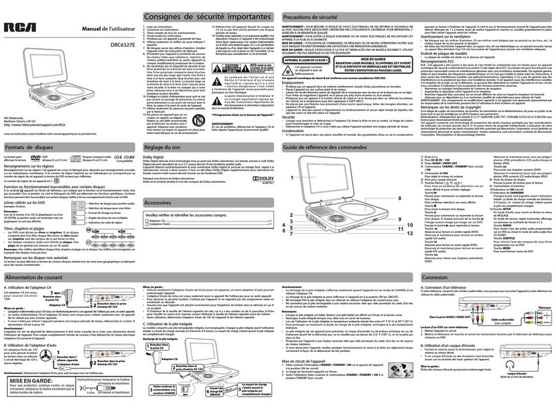RCA DRC6327E - 7" Portable DVD Player User manual RCA DRC6327E - 7" Portable DVD Player User manual