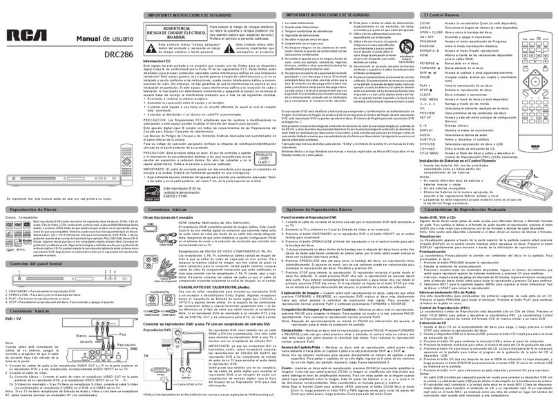 RCA DRC286 - 1080p HDMI DVD Player Instruction Manual