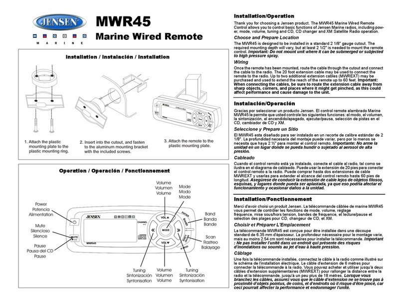 Jensen MWR45 Installation & operation