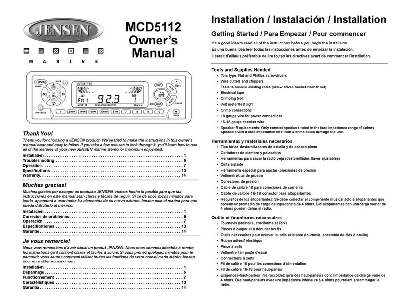 Jensen MCD5112 - Radio / CD Player owner's manual