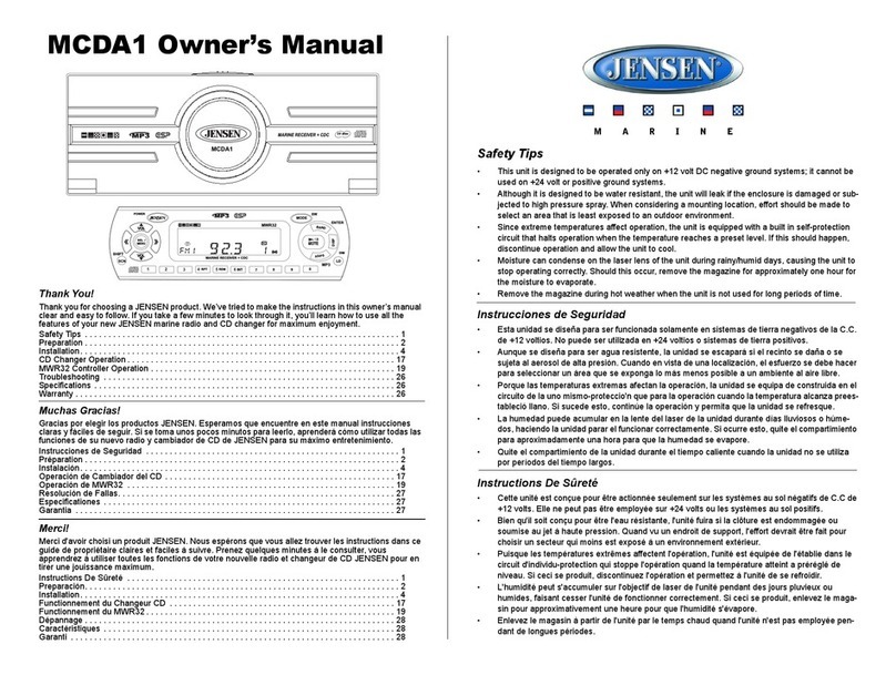 Jensen MCDA1 owner's manual