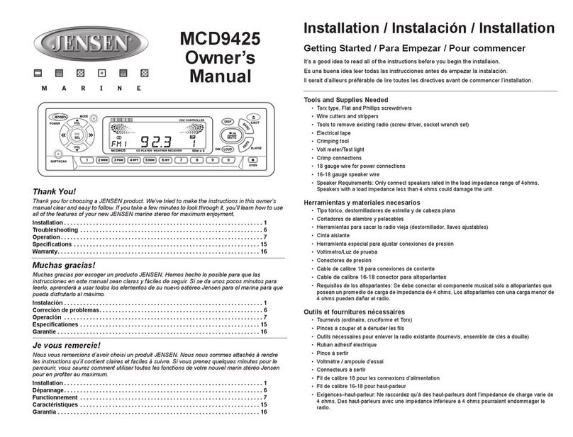 Jensen MCD9425 - Radio / CD Player User manual