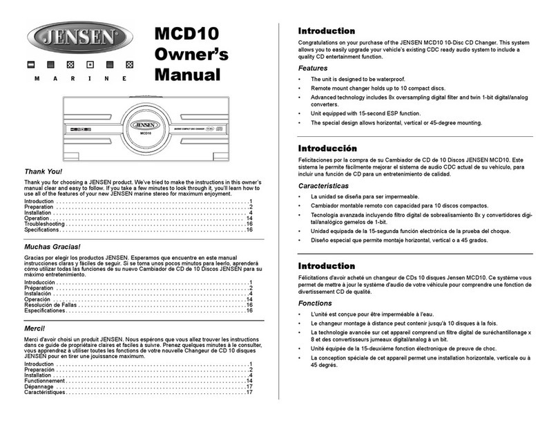 Jensen MCD10 User manual Jensen MCD10 User manual