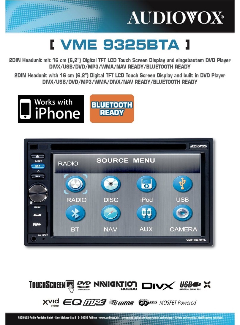 Audiovox VME 9325BTA - User manual Audiovox VME 9325BTA - User manual