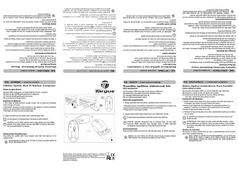 Targus WIRELESS OPTICAL NETBOOK MOUSE Guide