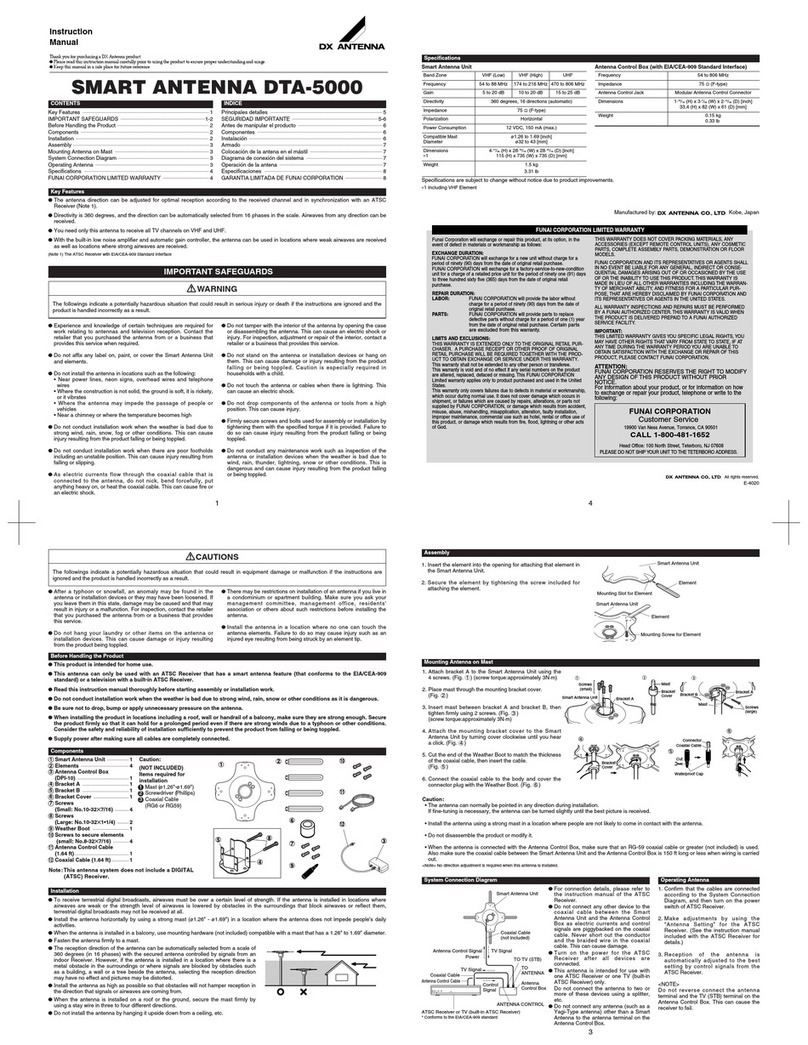 DX Antenna DTA5000 instruction manual DX Antenna DTA5000 instruction manual