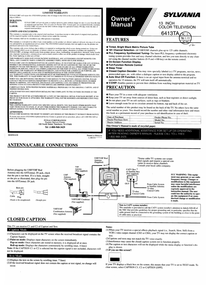 Sylvania 6413TA User manual