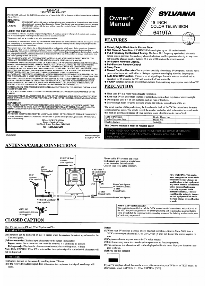 Sylvania 6419TA User manual