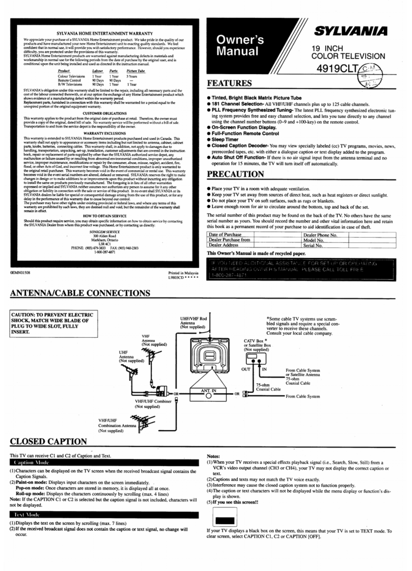 Sylvania 4919CLT owner's manual