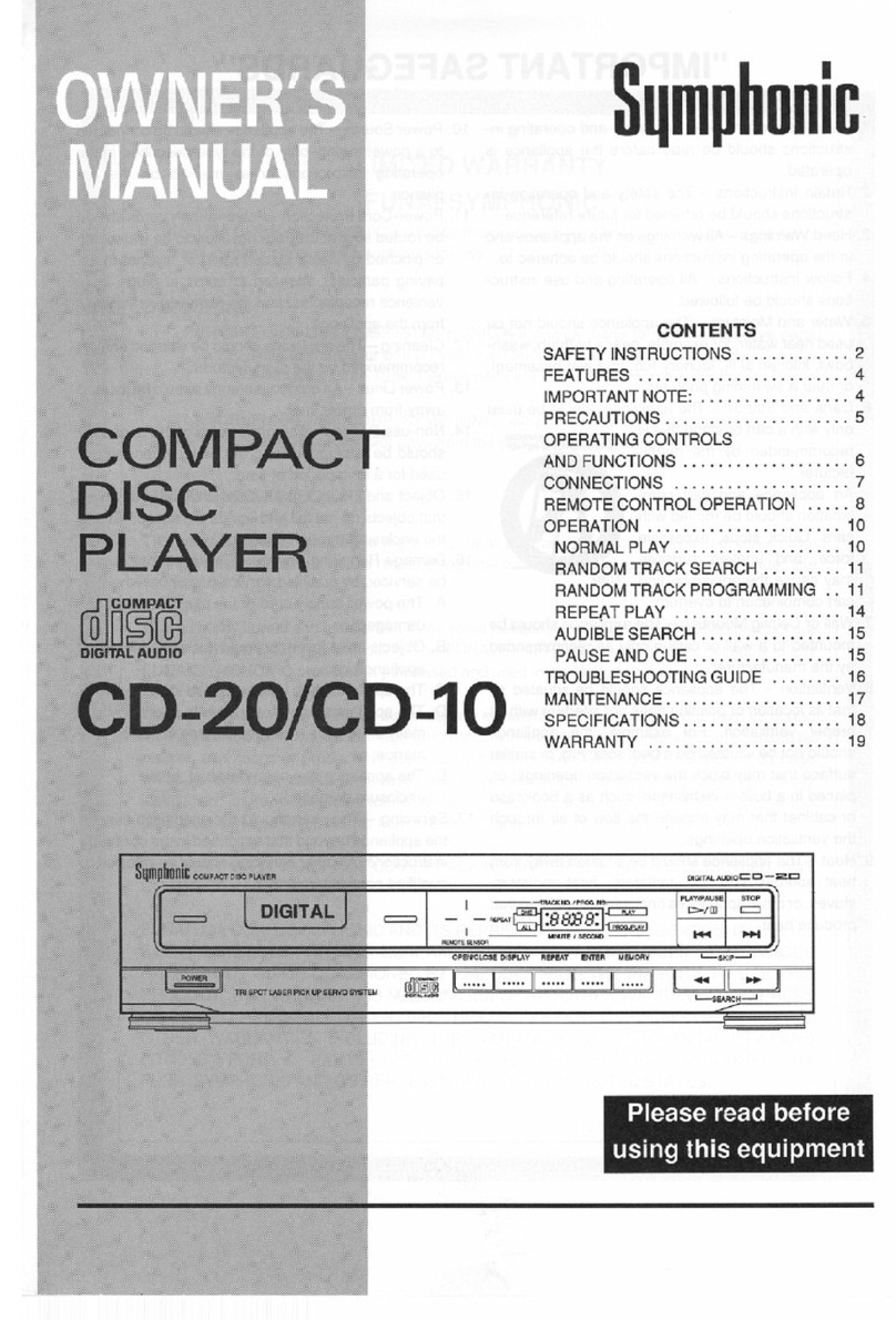 Symphonic CD-10 User manual Symphonic CD-10 User manual
