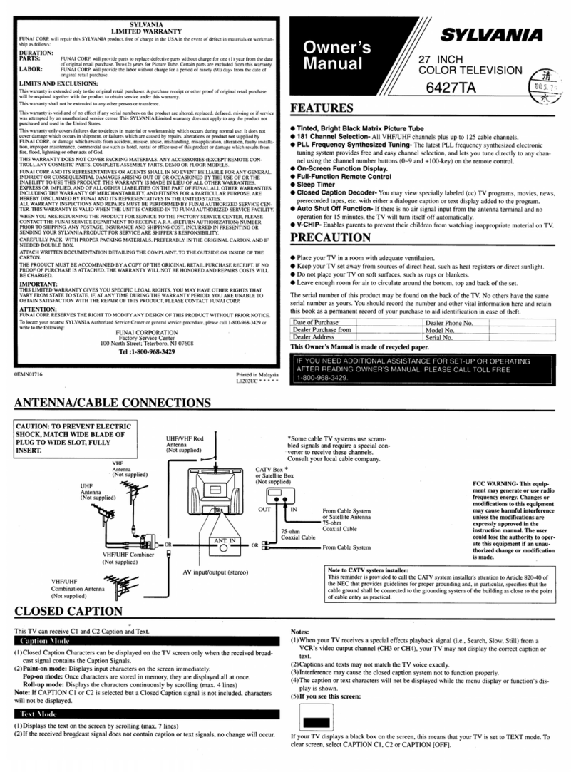 Sylvania 6427TA User manual
