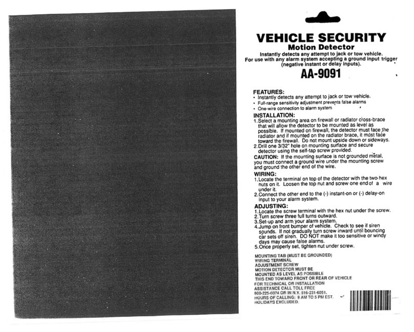 Audiovox AA-9091 User manual