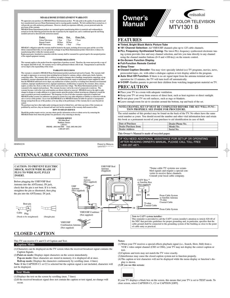 Misakai MTV1301B User manual