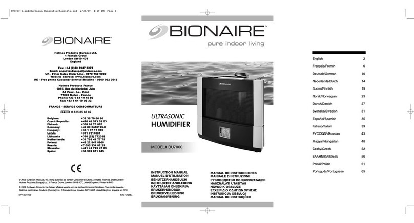 Bionaire BU7000 instruction manual