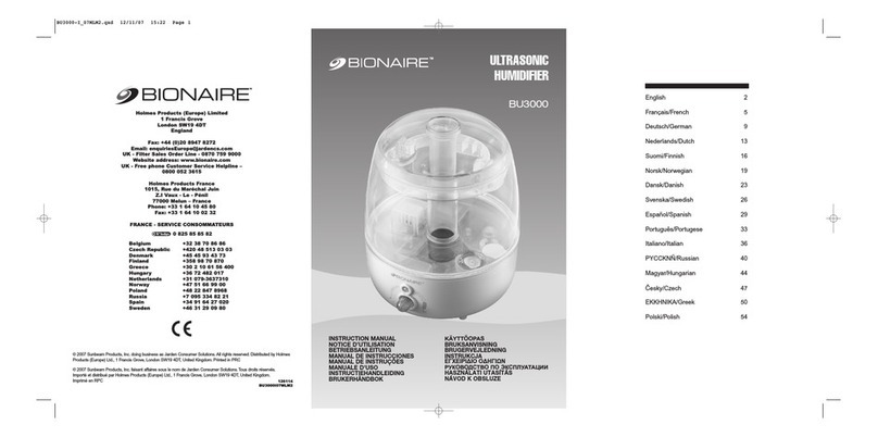Bionaire BU3000 instruction manual