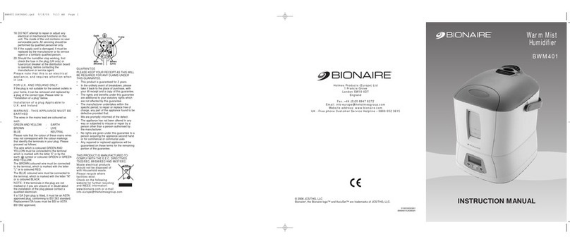 Bionaire BWM401 -  2 User manual