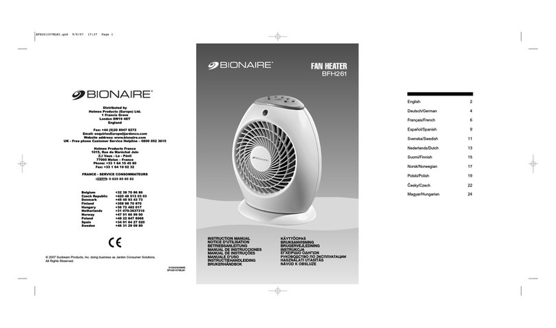 Bionaire BFH261 instruction manual